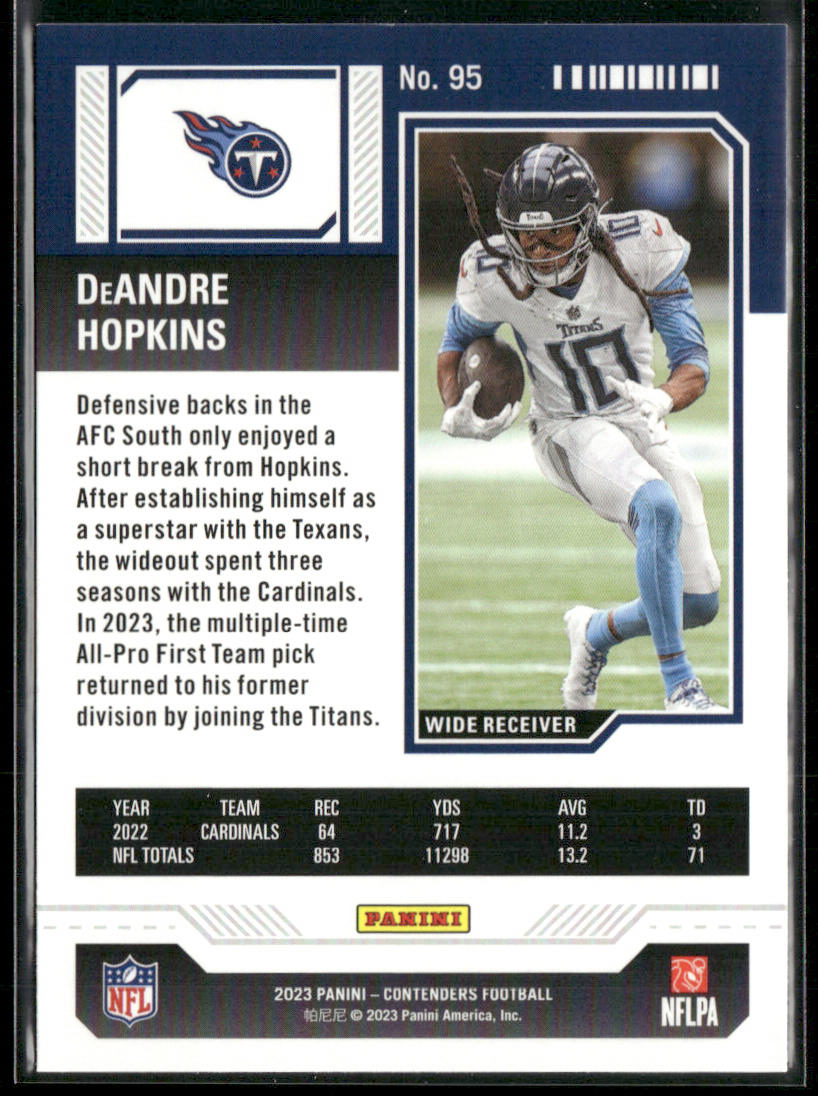 DeAndre Hopkins 2023 Panini Contenders Game Ticket Bronze #95 Tennessee Titans