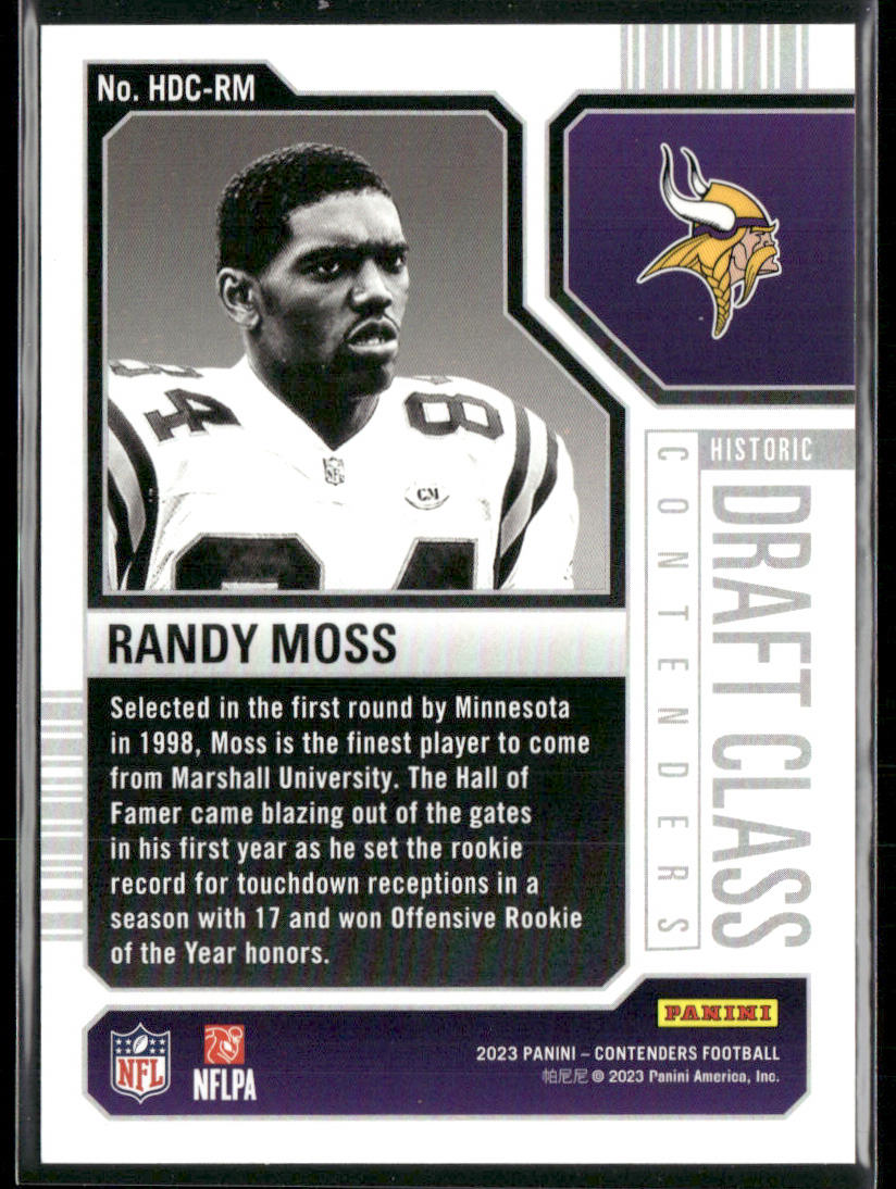 Randy Moss 2023 Panini Contenders Historic Draft Class Contenders Bronze #HDC-RM