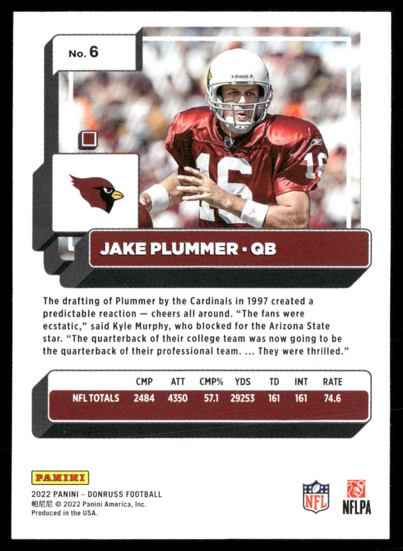 Jake Plummer 2022 Donruss #6 Arizona Cardinals