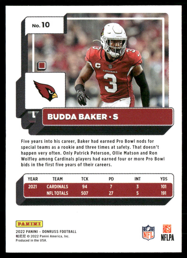 Budda Baker 2022 Donruss #10 Arizona Cardinals