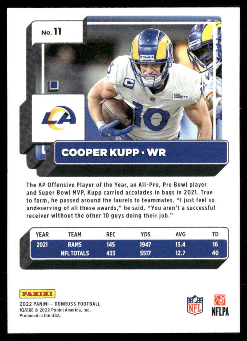 Cooper Kupp 2022 Donruss #11 Los Angeles Rams