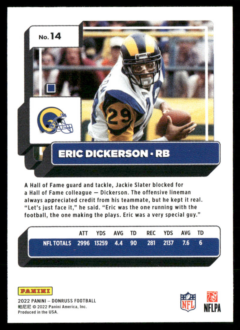 Eric Dickerson 2022 Donruss #14 Los Angeles Rams