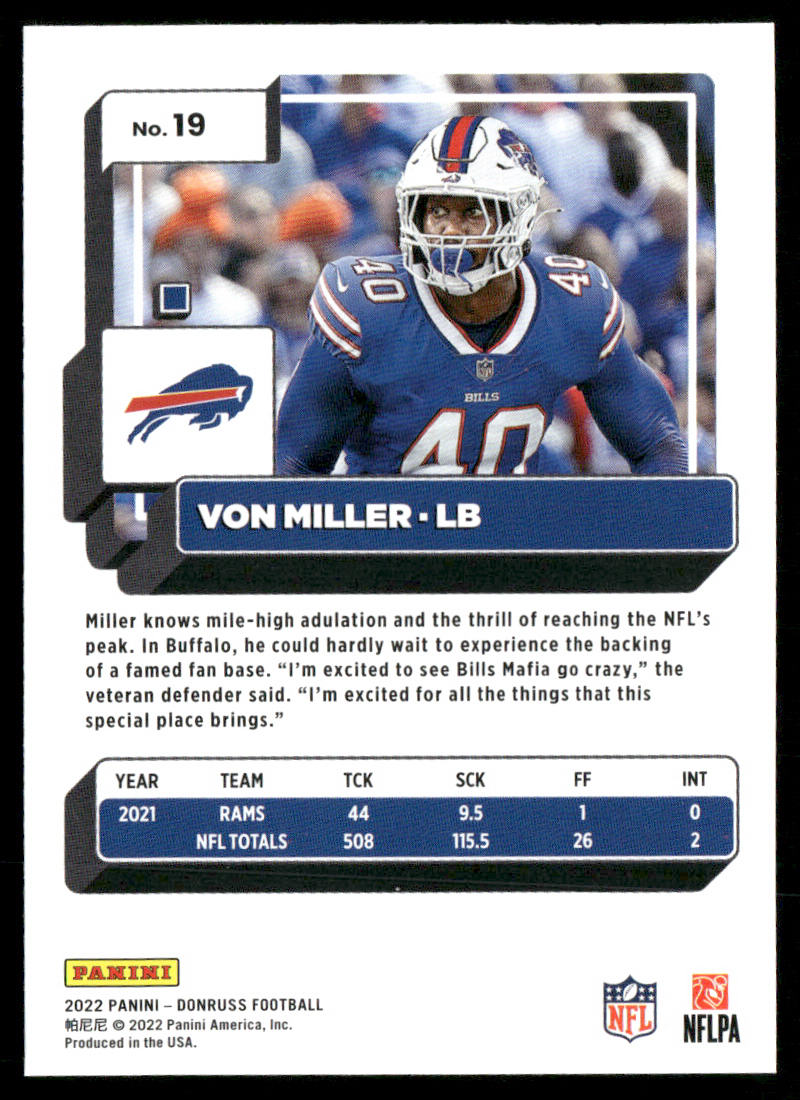 Von Miller 2022 Donruss #19 Buffalo Bills