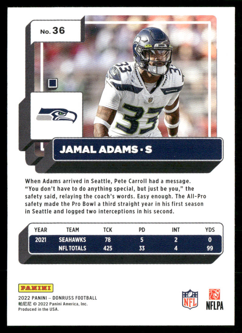 Jamal Adams 2022 Donruss #36 Seattle Seahawks