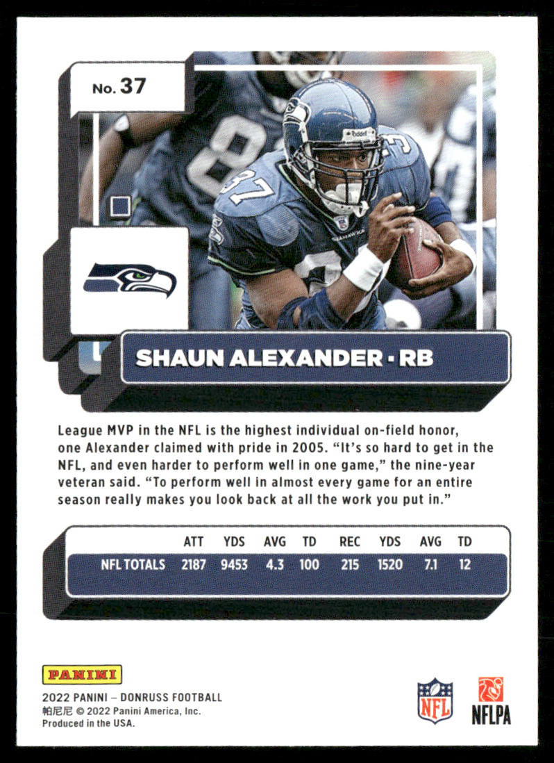 Shaun Alexander 2022 Donruss #37 Seattle Seahawks