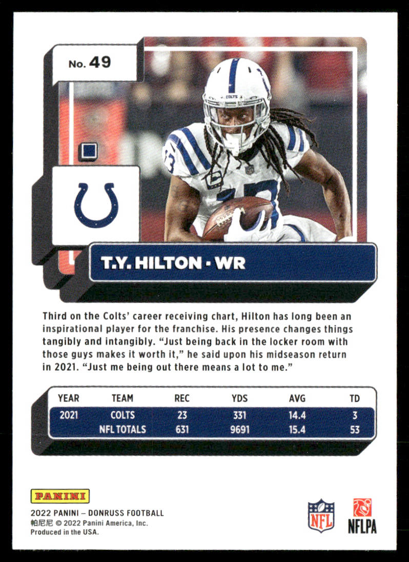 T.Y. Hilton 2022 Donruss #49 Indianapolis Colts