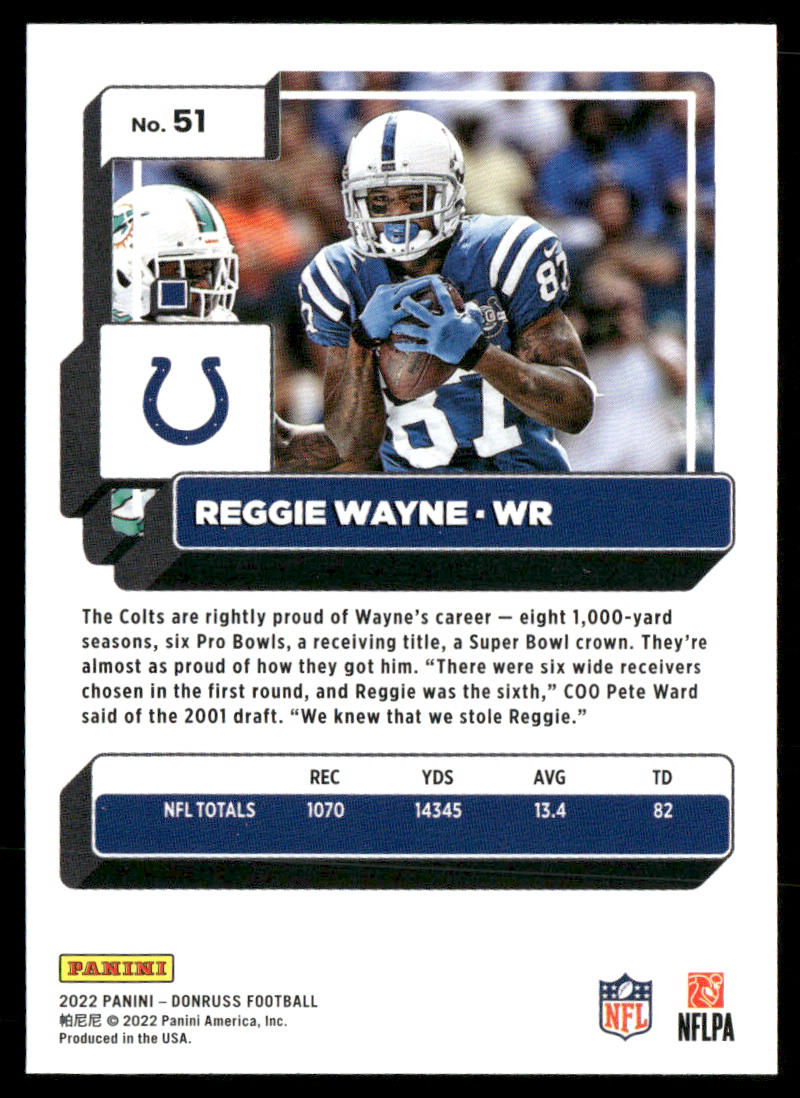 Reggie Wayne 2022 Donruss #51 Indianapolis Colts