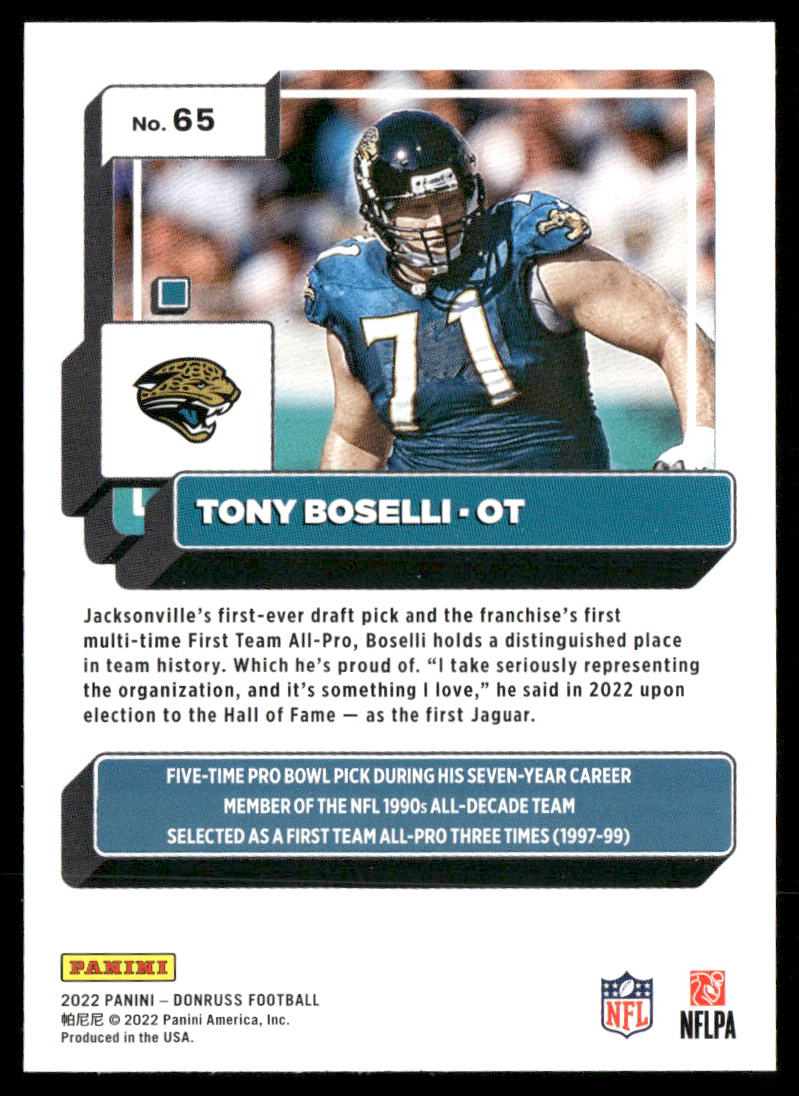 Tony Boselli 2022 Donruss #65 Jacksonville Jaguars