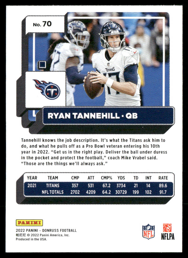 Ryan Tannehill 2022 Donruss #70 Tennessee Titans