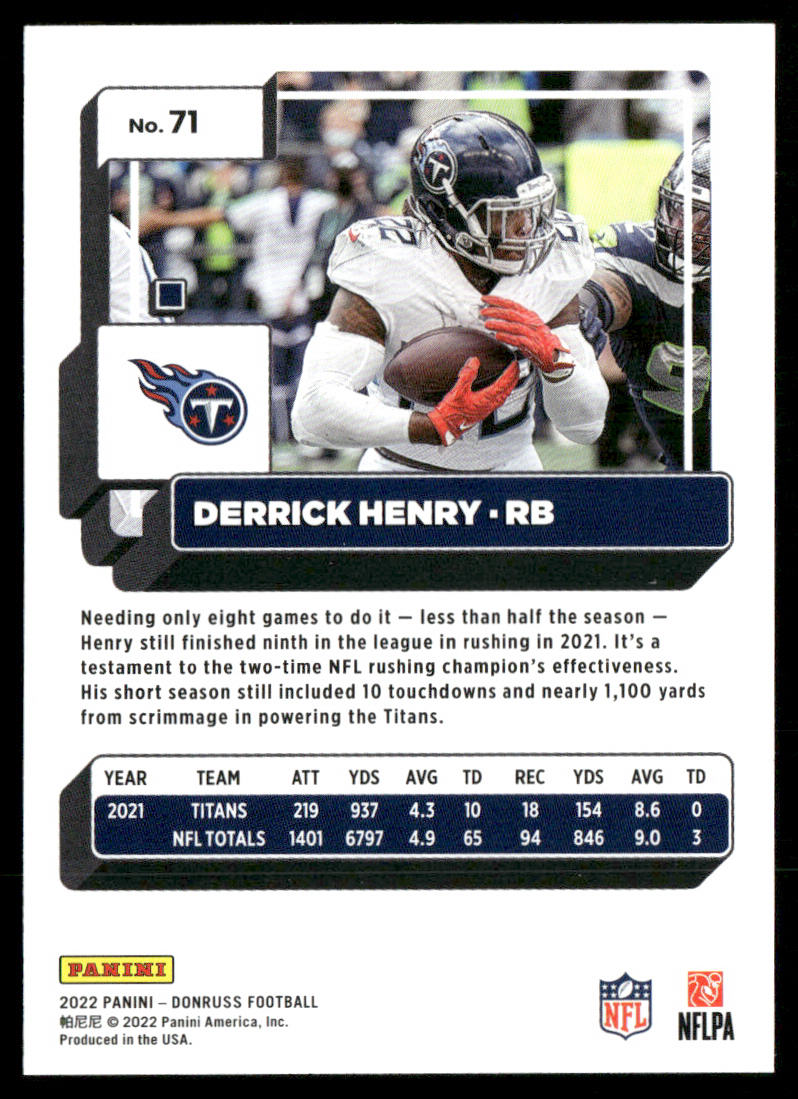 Derrick Henry 2022 Donruss #71 Tennessee Titans