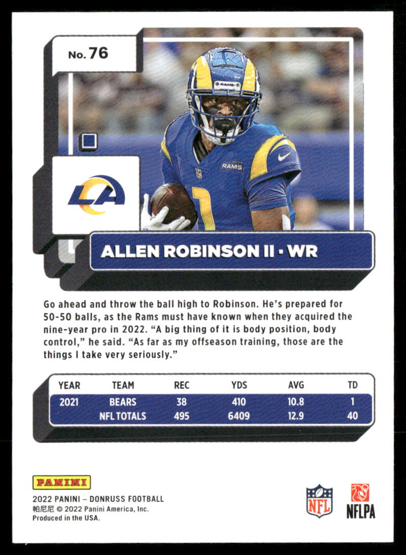 Allen Robinson II 2022 Donruss #76 Los Angeles Rams