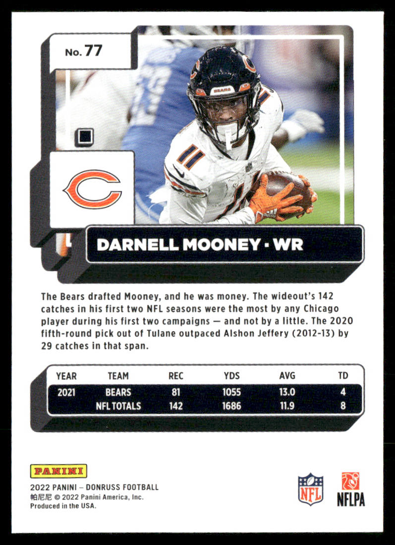Darnell Mooney 2022 Donruss #77 Chicago Bears