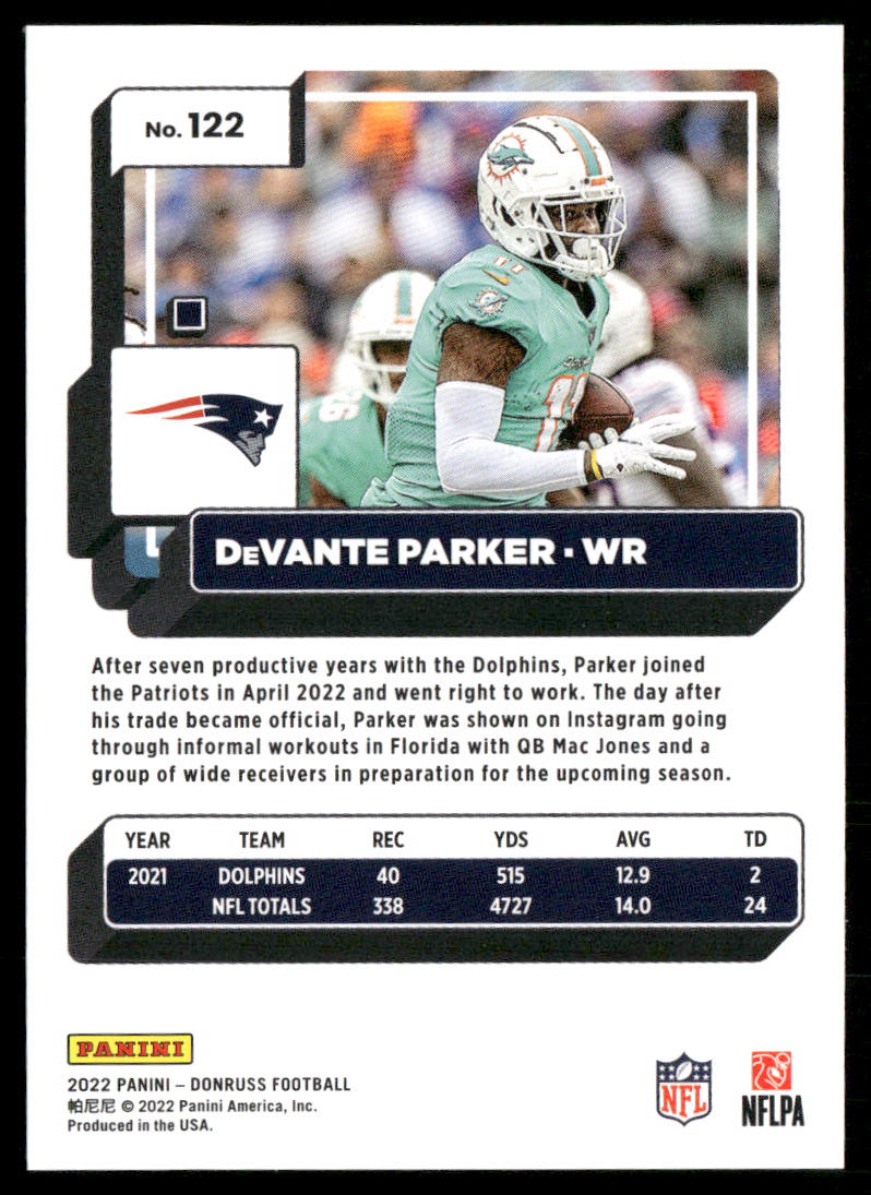 DeVante Parker 2022 Donruss #122 New England Patriots