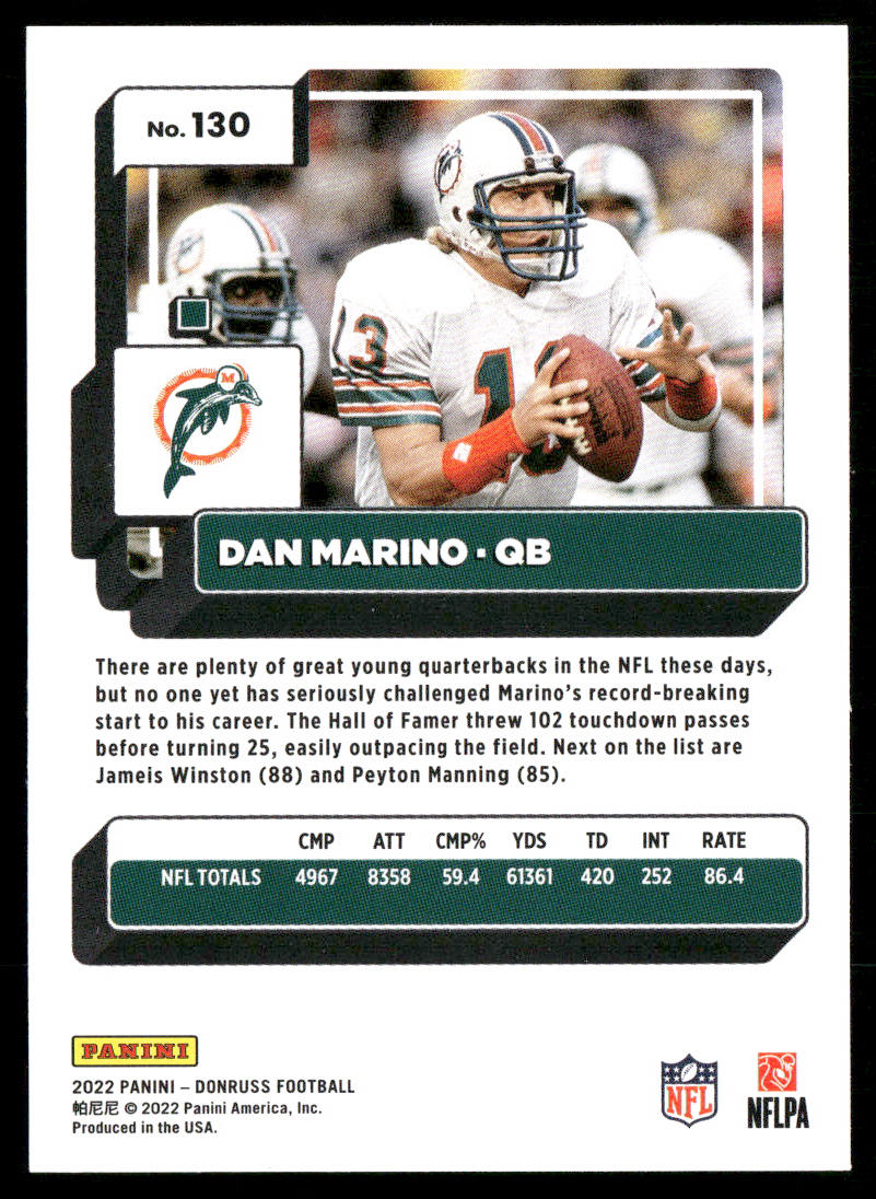 Dan Marino 2022 Donruss #130 Miami Dolphins
