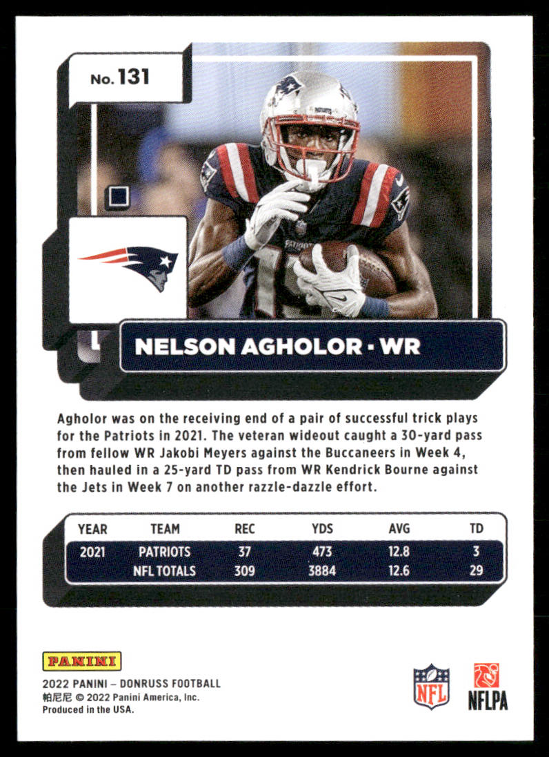 Nelson Agholor 2022 Donruss #131 New England Patriots