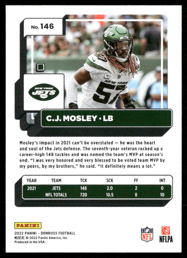 C.J. Mosley 2022 Donruss #146 New York Jets