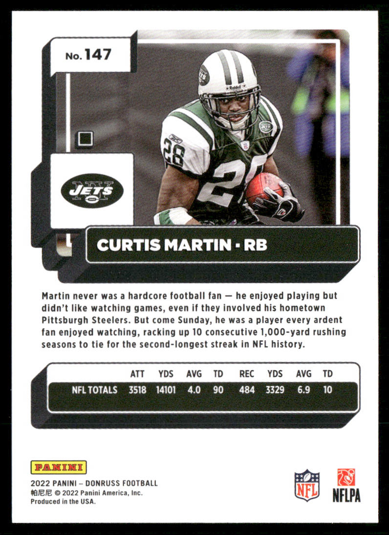 Curtis Martin 2022 Donruss #147 New York Jets