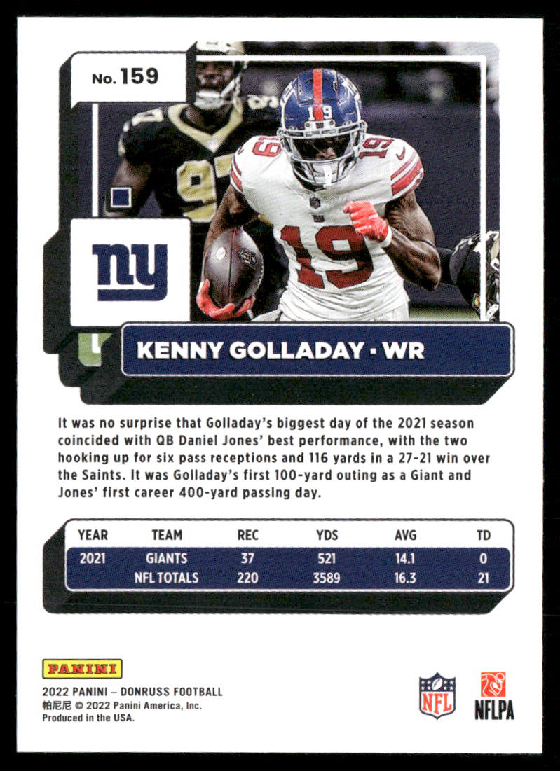 Kenny Golladay 2022 Donruss #159 New York Giants