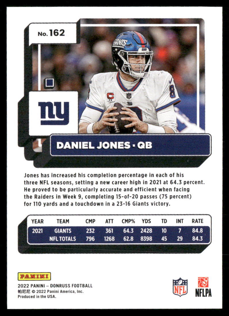 Daniel Jones 2022 Donruss #162 New York Giants