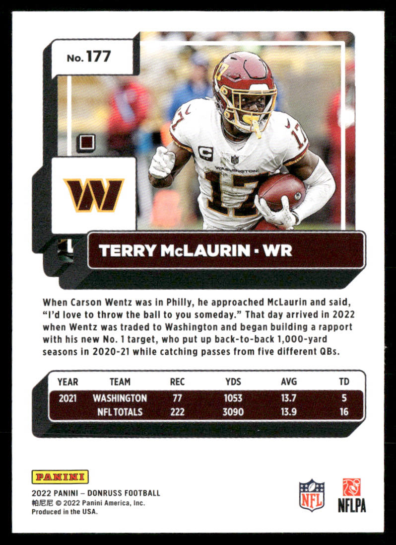 Terry McLaurin 2022 Donruss #177 Washington Commanders