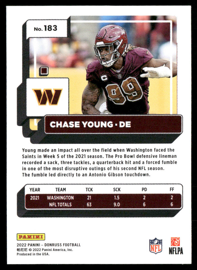 Chase Young 2022 Donruss #183 Washington Commanders