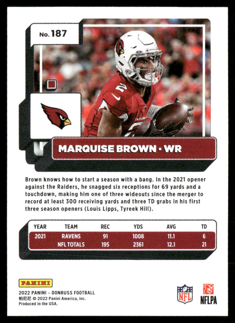 Marquise Brown 2022 Donruss #187 Arizona Cardinals