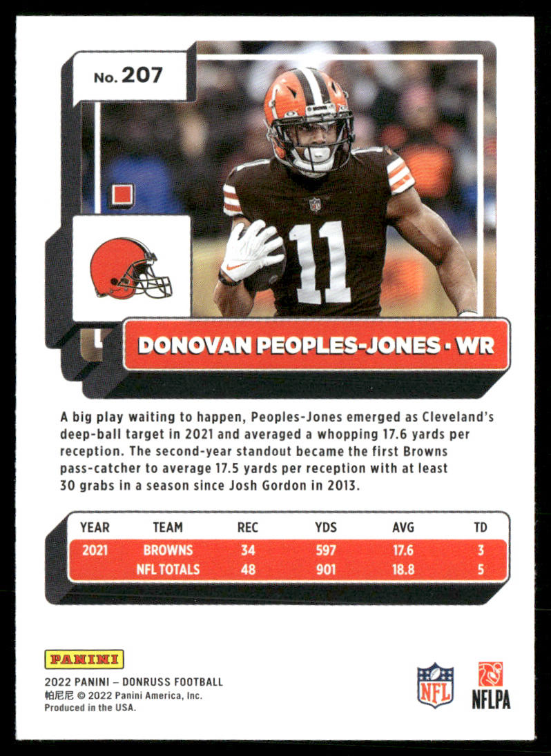Donovan Peoples-Jones 2022 Donruss #207 Cleveland Browns