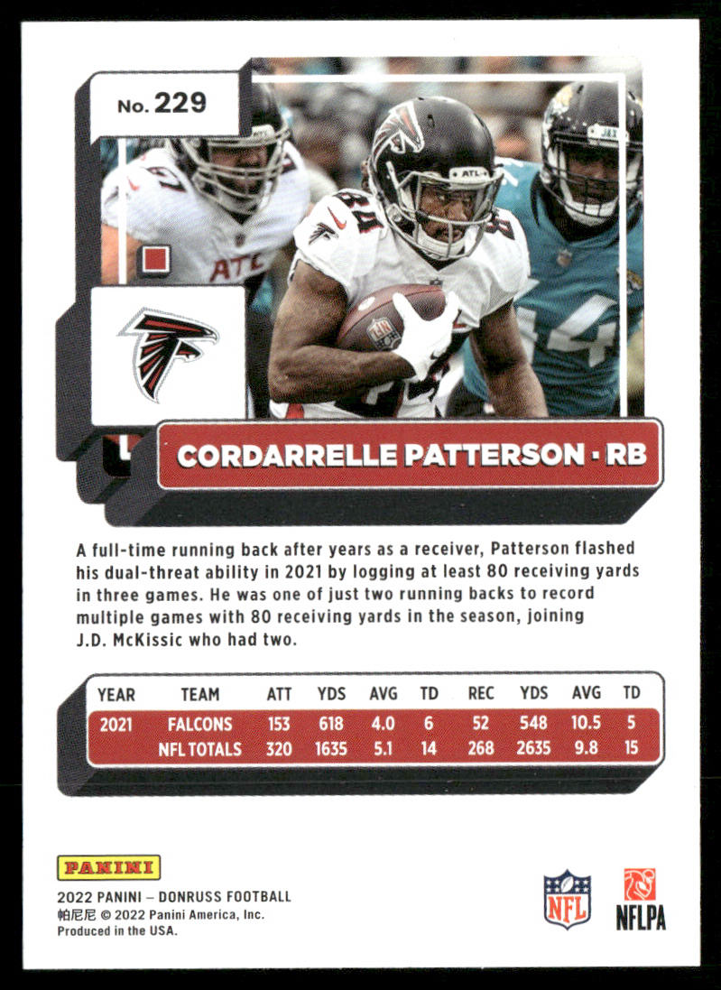 Cordarrelle Patterson 2022 Donruss #229 Atlanta Falcons