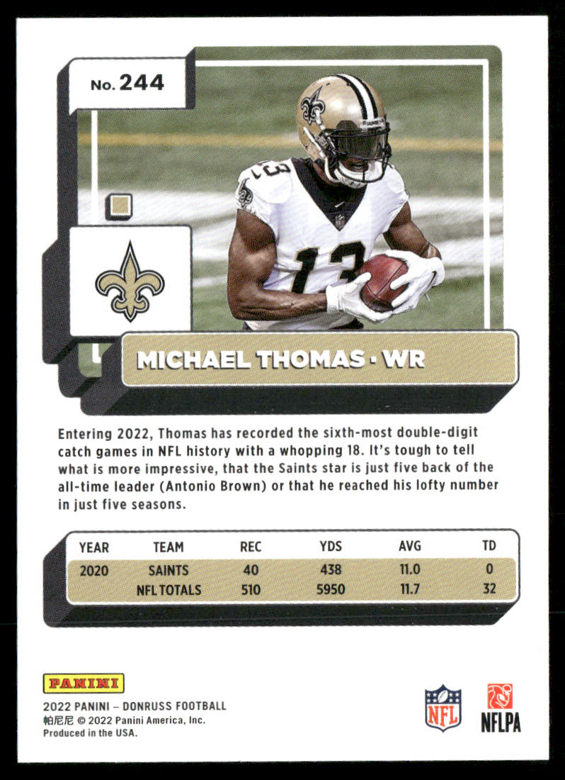 Michael Thomas 2022 Donruss #244 New Orleans Saints