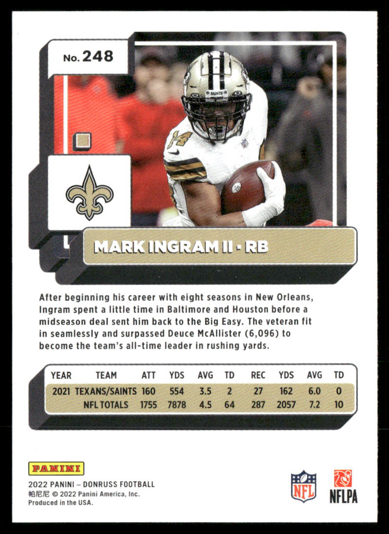 Mark Ingram II 2022 Donruss #248 New Orleans Saints