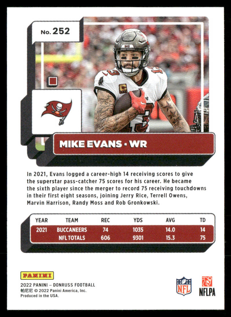 Mike Evans 2022 Donruss #252 Tampa Bay Buccaneers