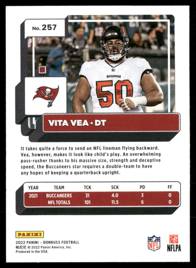 Vita Vea 2022 Donruss #257 Tampa Bay Buccaneers