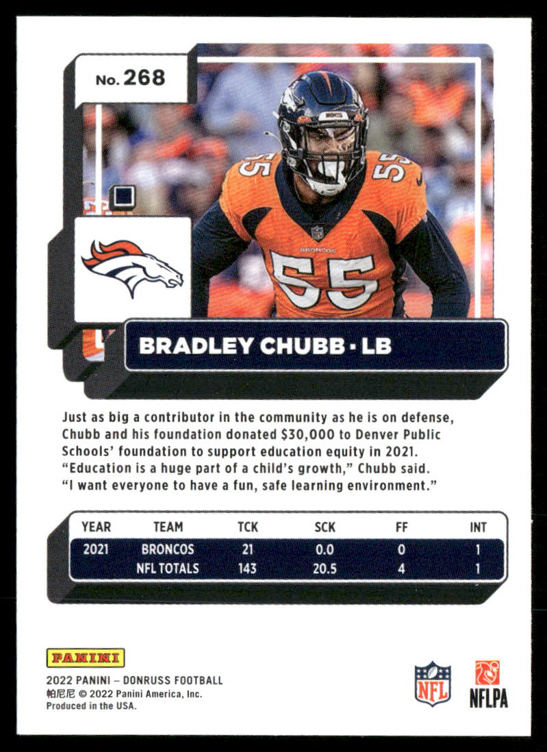 Bradley Chubb 2022 Donruss #268 Denver Broncos