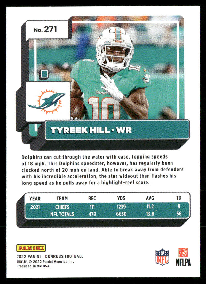 Tyreek Hill 2022 Donruss #271 Miami Dolphins