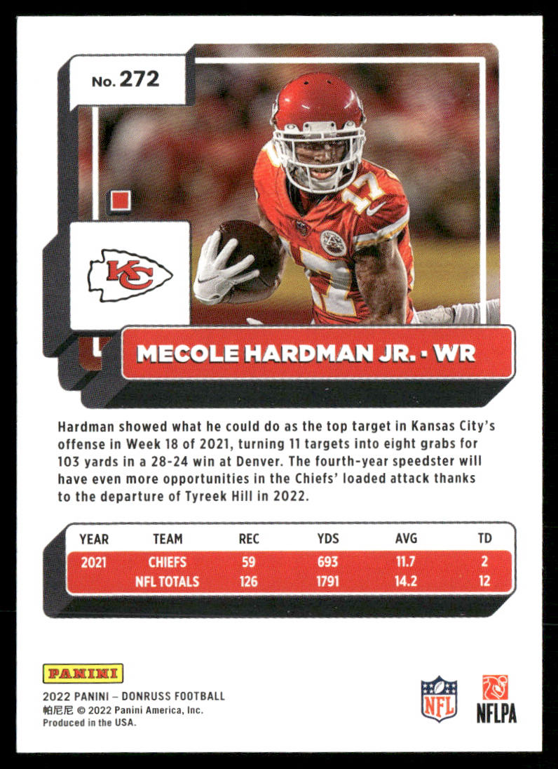 Mecole Hardman Jr. 2022 Donruss #272 Kansas City Chiefs