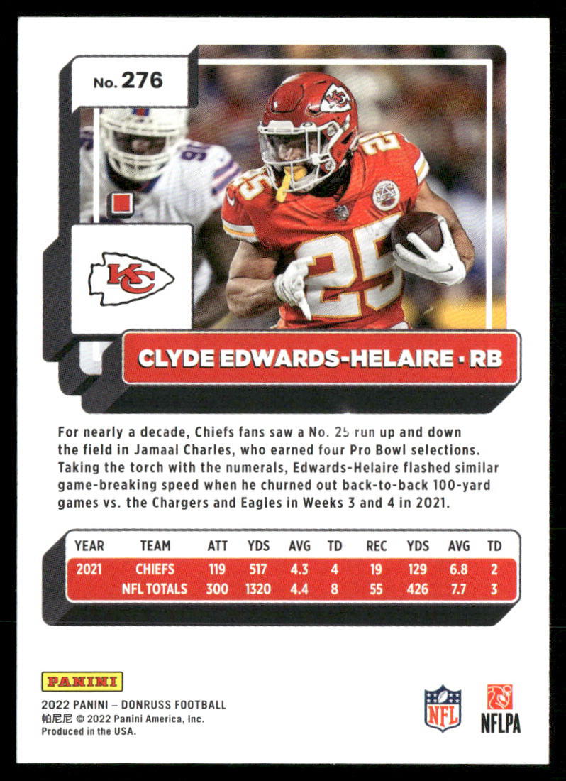 Clyde Edwards-Helaire 2022 Donruss #276 Kansas City Chiefs