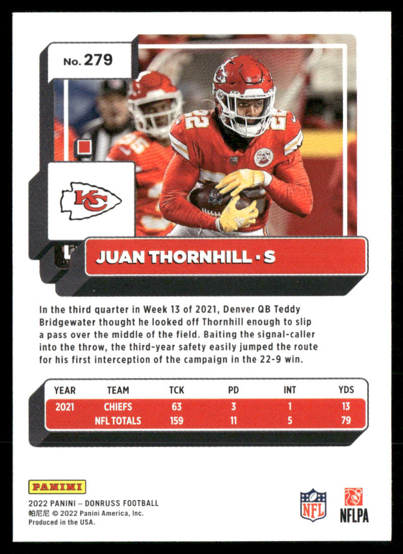 Juan Thornhill 2022 Donruss #279 Kansas City Chiefs
