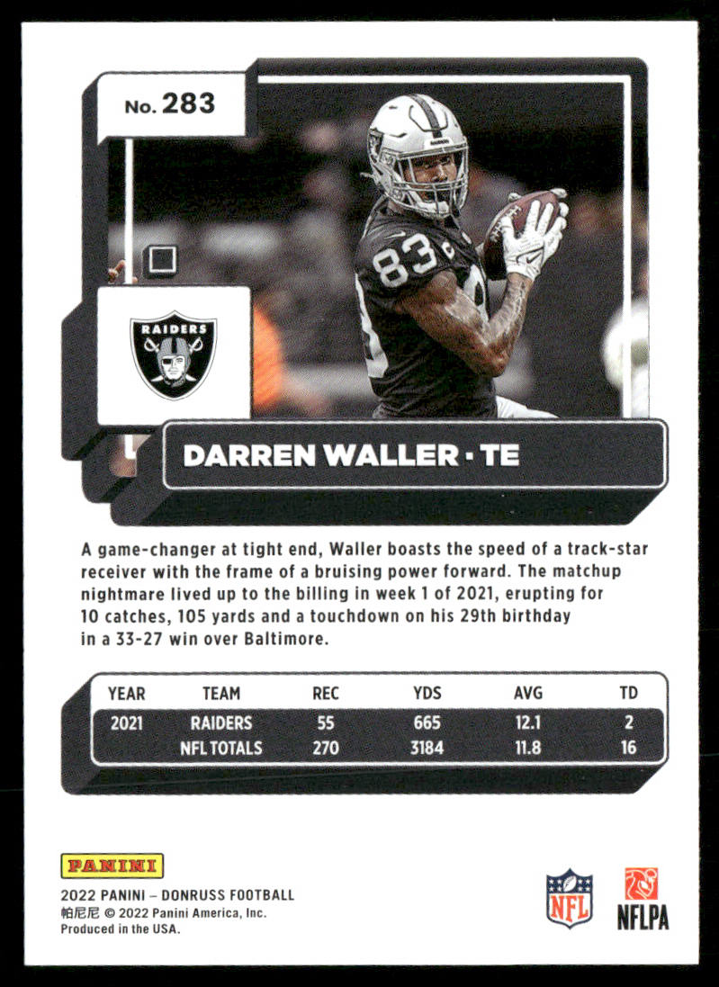 Darren Waller 2022 Donruss #283 Las Vegas Raiders