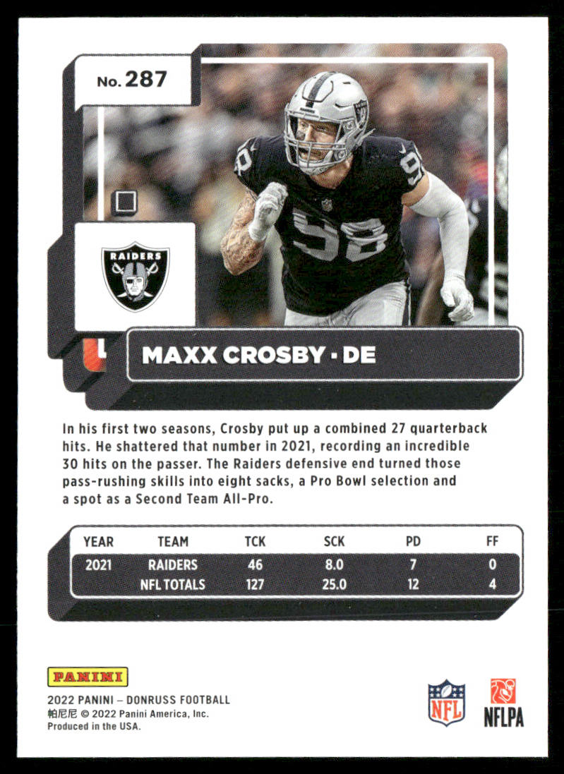 Maxx Crosby 2022 Donruss #287 Las Vegas Raiders