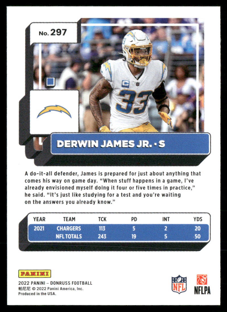 Derwin James Jr. 2022 Donruss #297 Los Angeles Chargers