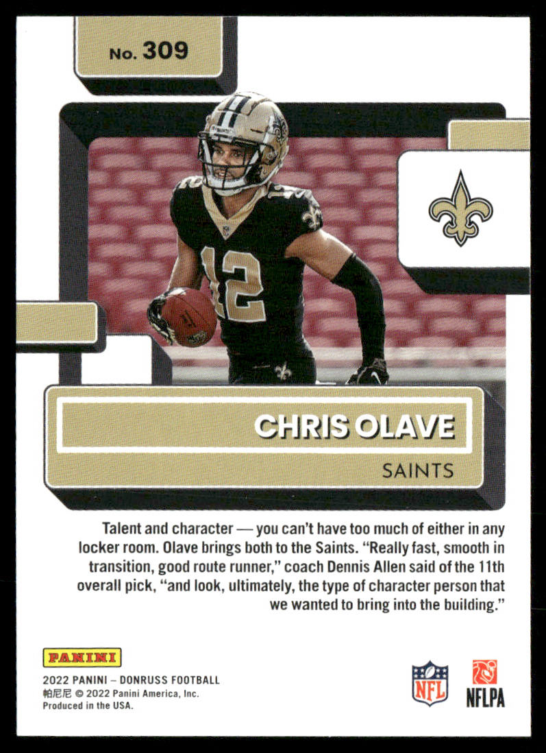 Chris Olave 2022 Donruss #309 RC New Orleans Saints