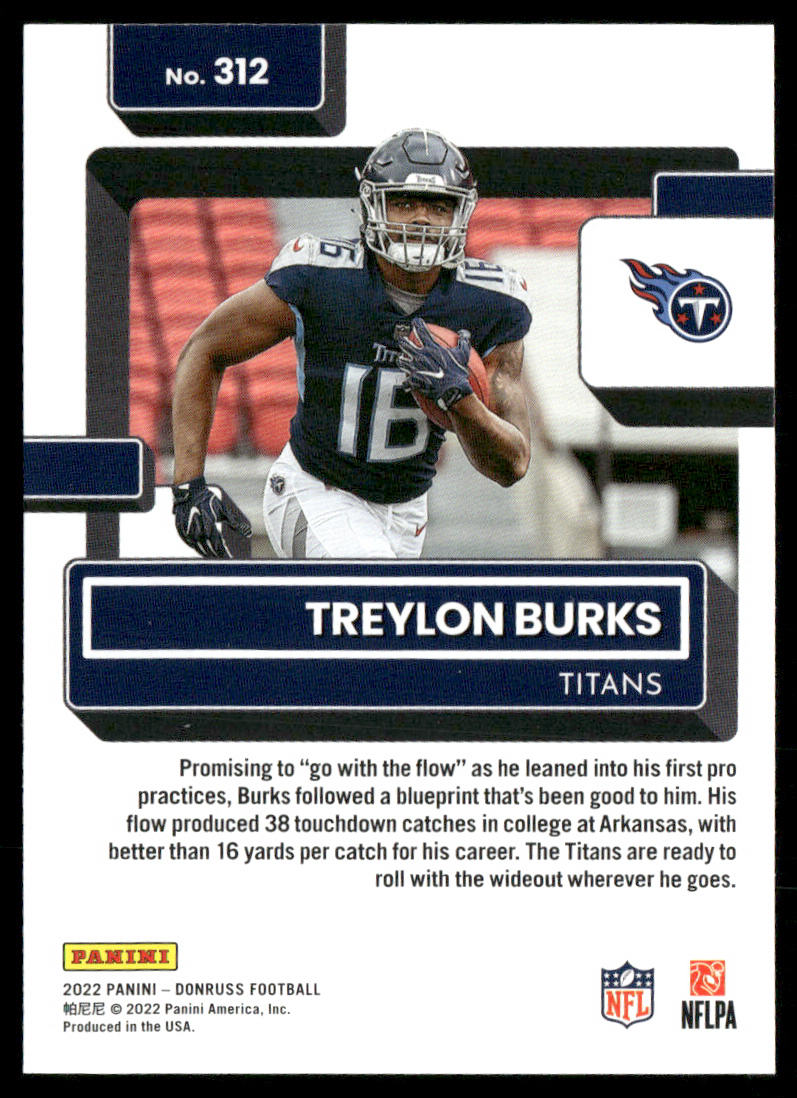 Treylon Burks 2022 Donruss #312 RC Tennessee Titans