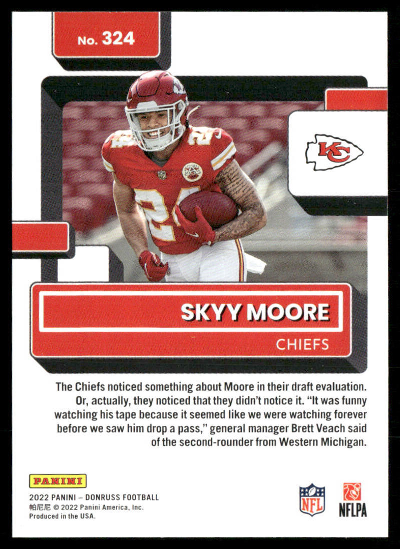 Skyy Moore 2022 Donruss #324 RC Kansas City Chiefs