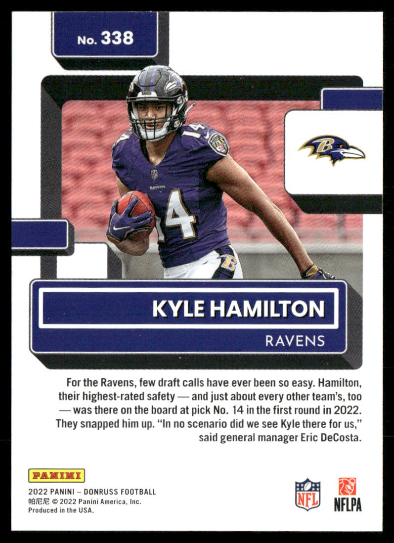 Kyle Hamilton 2022 Donruss #338 RC Baltimore Ravens