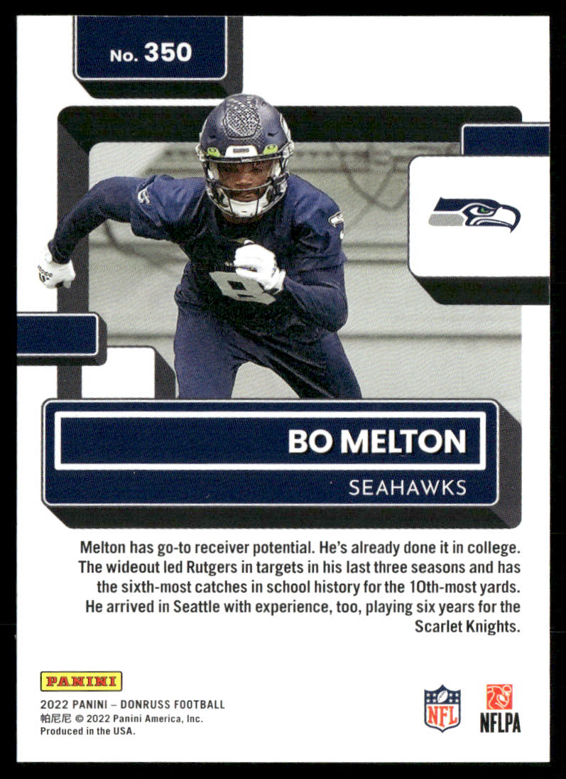 Bo Melton 2022 Donruss #350 RC Seattle Seahawks