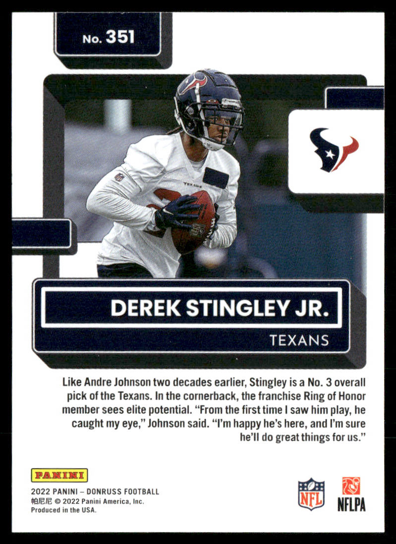 Derek Stingley Jr. 2022 Donruss #351 RC Houston Texans