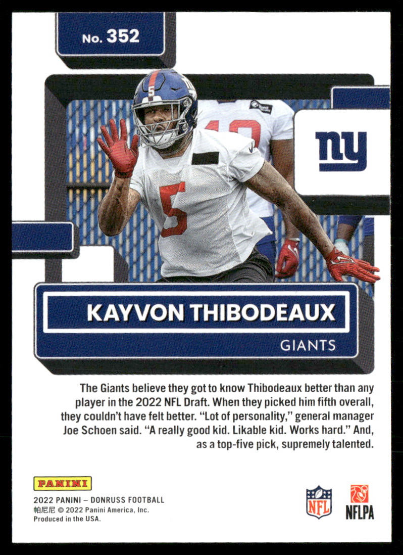 Kayvon Thibodeaux 2022 Donruss #352 RC New York Giants