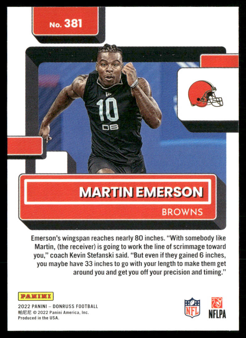 Martin Emerson 2022 Donruss #381 RC Cleveland Browns