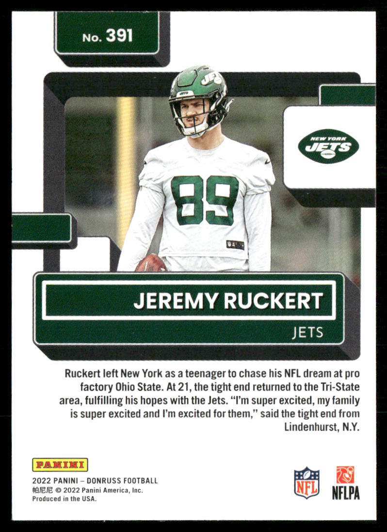 Jeremy Ruckert 2022 Donruss #391 RC New York Jets