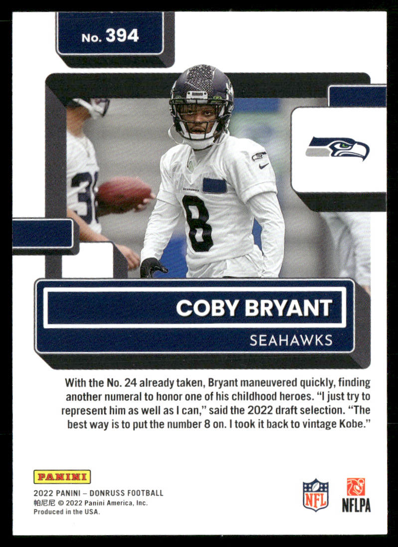 Coby Bryant 2022 Donruss #394 RC Seattle Seahawks